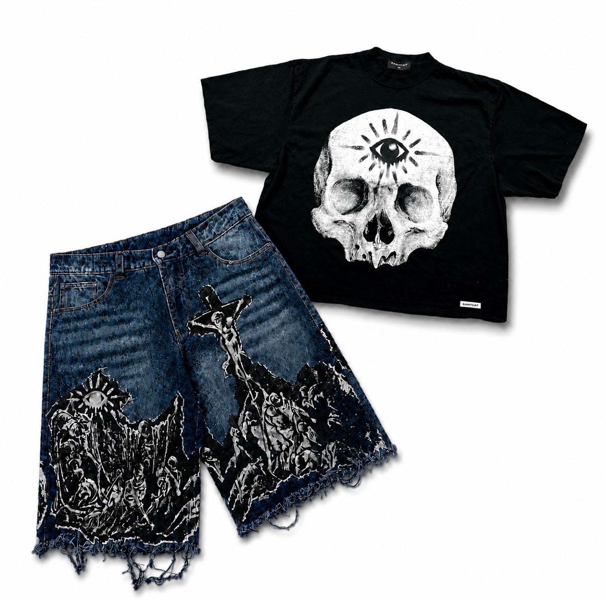 SPIRITUAL WAR BUNDLE - SPIRITUAL AWAKENING TEE and WAR JORTS brighter background