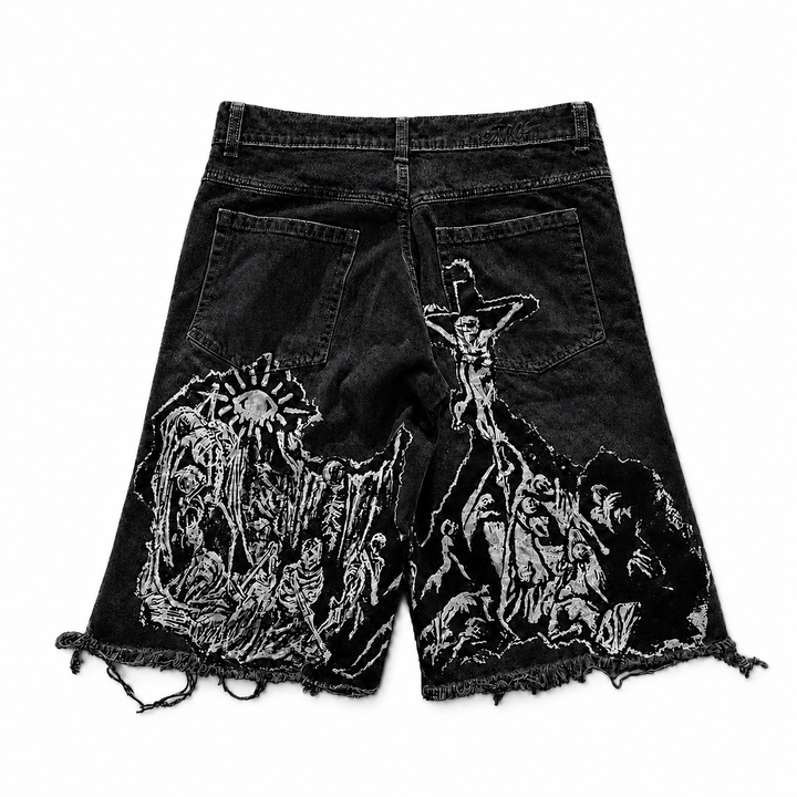 WAR JORTS - MIDNIGHT EDITION back view on pure white background