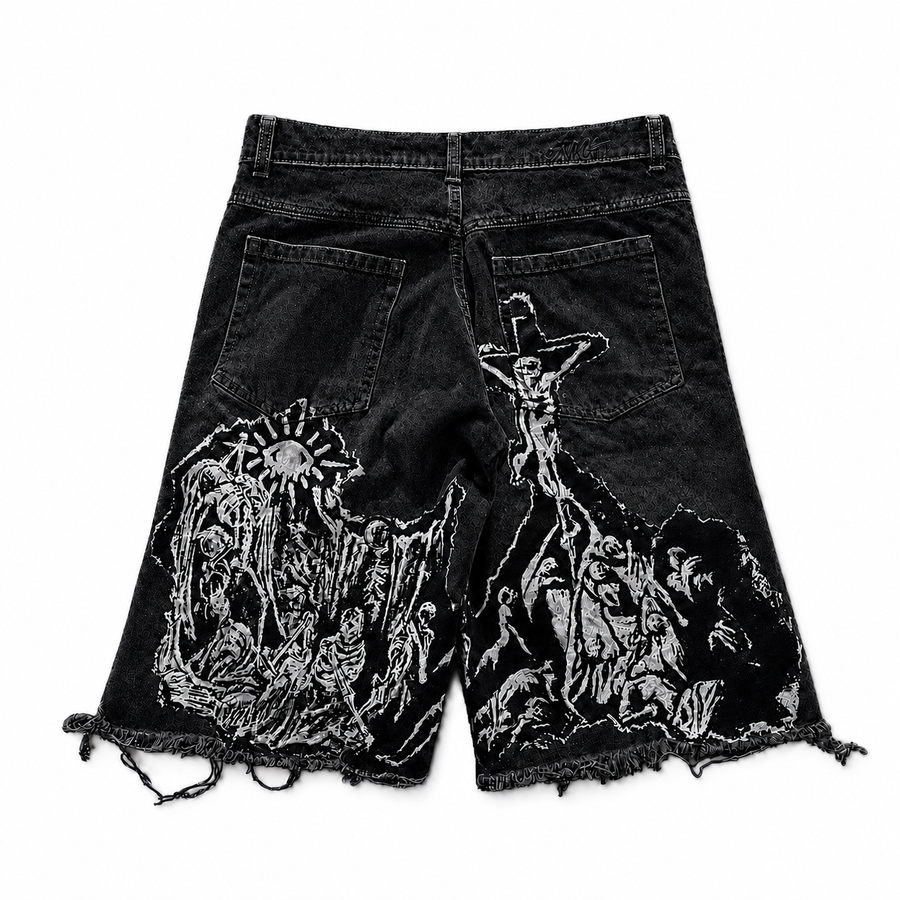 WAR JORTS - MIDNIGHT EDITION back view on pure white background