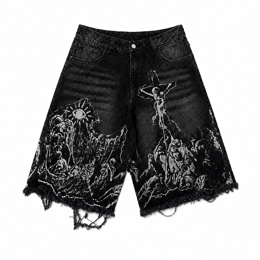 WAR JORTS - MIDNIGHT EDITION front view on pure white background